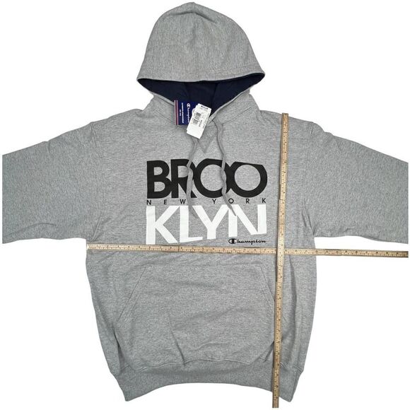 New Champion Unisex US M Grey Hoodie Sport Casual Printed Long Sleeve Pullover  - Picture 6 of 12